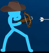 Blue shooting his crossbow.