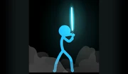 Blue with his lightsaber.