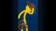 Yellow taking up Blue's cowboy hat to avenge him.