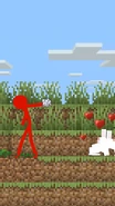 Red returning to his farm while the rabbits breed.