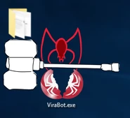 The ViraBot about to destroy The Second Coming's hammer.