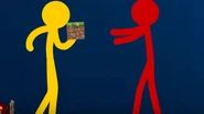 Yellow, hesitant to give the Minecraft Game Icon to Red because of a previous incident.