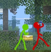 Red drinking from his bottle of water.