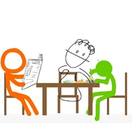 Bob stealing Green's food.