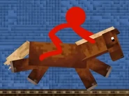 Red riding a horse