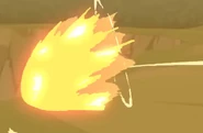 An impact frame of The Dark Lord throwing a fireball back at The Chosen One.