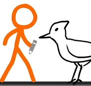 The Second Coming drawing a woodpecker.