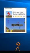 The Second Coming seeing an ad for a stickman combat game.