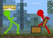 Green preparing to dodge a cake from inside a chest...that never comes.