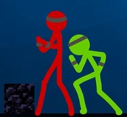 Green examining the block of obsidian.