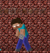 Herobrine appears for a short moment while Red is twitching on the ground.