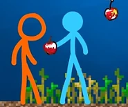 Blue offering The Second Coming a Minecraft-Animate hybrid apple.