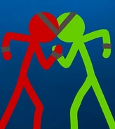 Red and Green quite literally "putting their heads together".