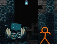 The Warden emerging from the ground.