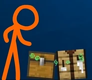 TSC using the potion on a chest and crafting table.