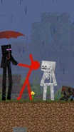 Red shows Endie's new umbrella to Skellington and Spider.