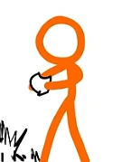 The Second Coming biting an apple from the tree he drew.