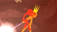 Red desperately punches King Orange...