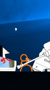 The Second Coming using his hammer to destroy the stickman game ad.