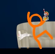 The Second Coming getting scared by the bunny.