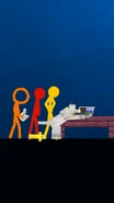 The Second Coming and Red watching Yellow's dog play Minecraft.