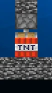 A TNT getting squished.