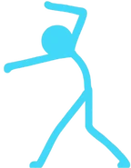 Blue in a fighting stance.