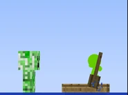 Green rowing away from a Creeper.