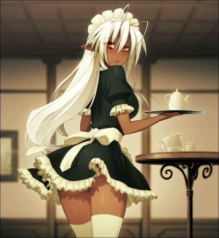 Skinny anime maid doggystyle
