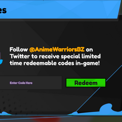 ALL NEW *SECRET* CODES in ANIME WARRIORS CODES! (Roblox Anime