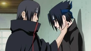 Itachi choking Sasuke.