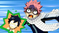 Natsu seeing two Erza's