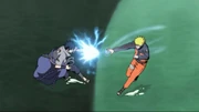 Sasuke and Naruto about to clash.