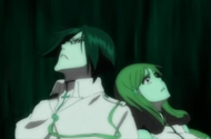 Uryū and Orihime are engulfed by Ulquiorra's increased Spiritual Power.