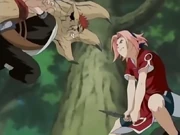 Sakura faces Gaara.