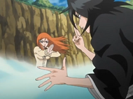 Orihime and Rukia spar with one another in Soul Society to get stronger.