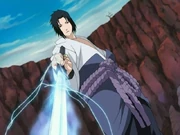 Sasuke wielding his Sword of Kusanagi.