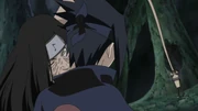 Sasuke branded with Orochimaru's cursed seal.