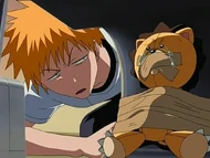 Ichigo finds Kon Tied