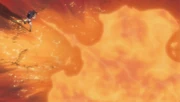 Sasuke using his clan's signature fire technique.