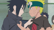 Naruto and Sasuke's rivalry in the Academy.