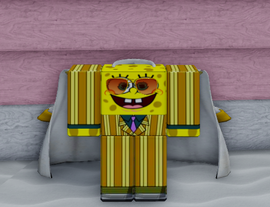 Kizaru's legendary skin which is SpongeBob SquarePants wearing Kizaru's admiral outfit.