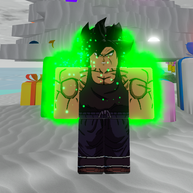 Broly's 10th skin, which is Broly wearing a brown tank top with sweatpants.