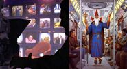 The TV screens on the inside cover of book 35 The Proposal featured much of Mattingly's artwork including the piece 'Subway Wizard'