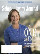 Applegate on the cover of the March 2013 issue of the School Library Journal for the book The One and Only Ivan.