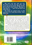 Book 28 The Experiment back cover. In this book, the Animorphs Alliance ad replaced the promotional bookmarks that came with the regular books.