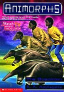 Front cover (with "Watch Animorphs TV on Nickelodeon" logo. This is the last book to have this particular Watch TV logo; a new one was introduced on book 30.)