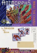 Transformers advertised on the back of a promotional postcard given out around the released of The Attack and The Exposed