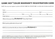 Registration card that came inside the box