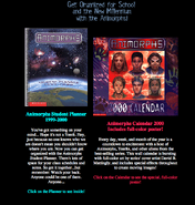 Animorphs Student Planner and Animorphs 2000 Calendar advertised on the official site, scholastic.com/animorphs